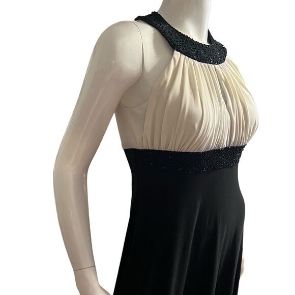 Elegant Black & Cream Beaded Midi Dress Size 6 - Picture 9 of 10